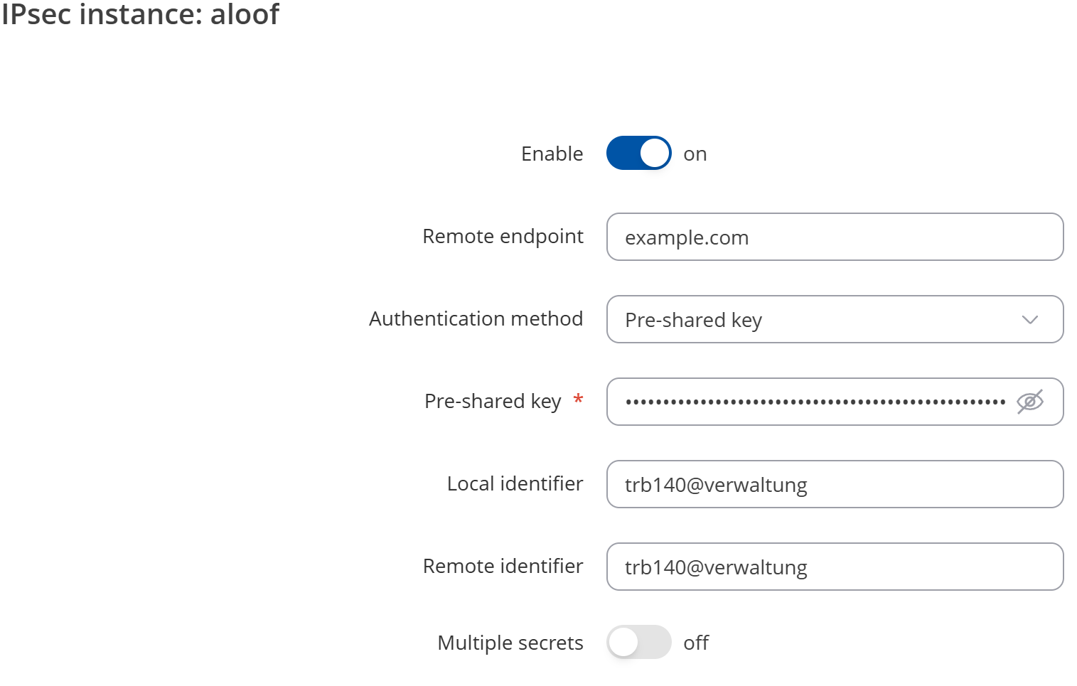 TELTONIKA IPSec instance